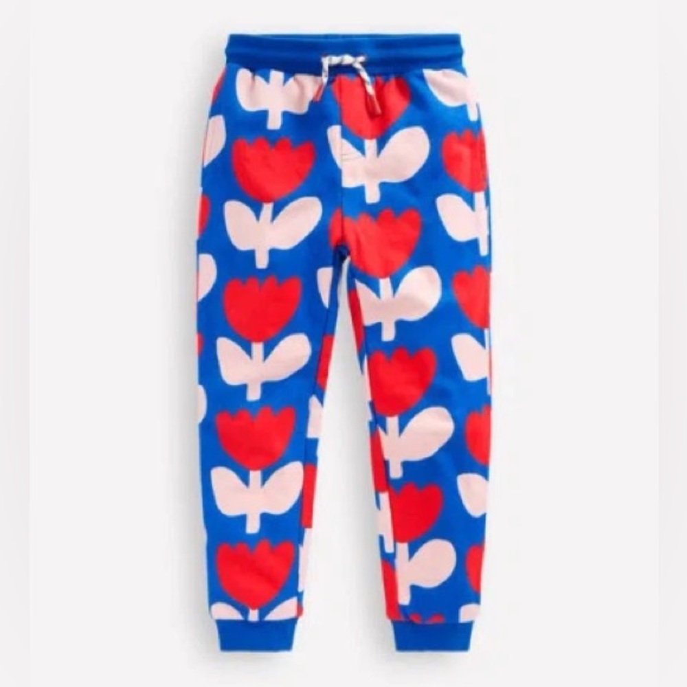 Mini Boden - Printed Sweatshirt and Joggers - Kingfisher Blue Bold Floral Tulips - Picture 9 of 10